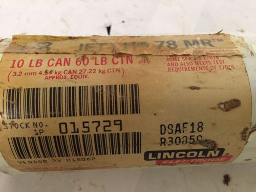 LINCOLN 1/8&#034; JET-LH  78 MR 7018 14&#034; ELECTRODES ARC WELDING RODS 9.5 LB OPEN