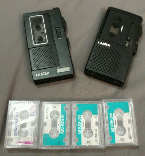 LOT 2 LANIER DICTATION CASSETTE AUDIO VOICE RECORDERS &amp; 4 TAPES OFFICE SUPPLIES