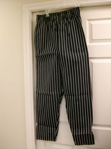 CHEFS  PANTS, BLACK &amp; WHITE STRIPED PRINT, Brand New  Sz:MD/M