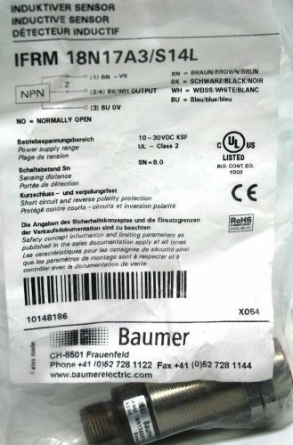 Ifrm 18n17a3/s14l baumer inductive sensor  10-30vdc supply. 8mm sensing dist. for sale