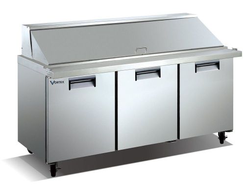 VORTEX 3 Door Mega Top 30 Pan Salad/Sandwich Prep Table V-72SPT-3MT-30