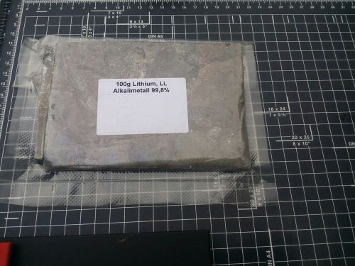 100g Lithium Metal, Li, Lithium Metall, CAS 7439-93-2, 99,98%