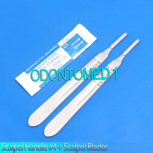 2 scalpel knife handle #4 + 20 sterile surgical blade #20 for sale