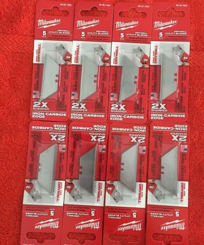 Milwaukee 5 PC Drywall Utility Knife Blades 48-22-1933 Lot of 8 Genuine