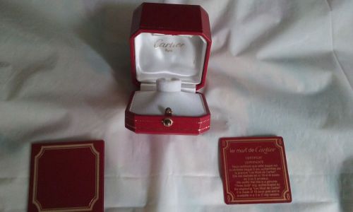 Cartier ring box red leather gold trim includes paper cartier box square octagon for sale