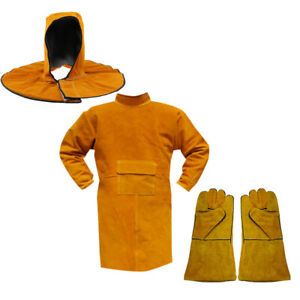 Welding Coat Apparel, Protective Hood Head Neck Cover, Gloves for Welders