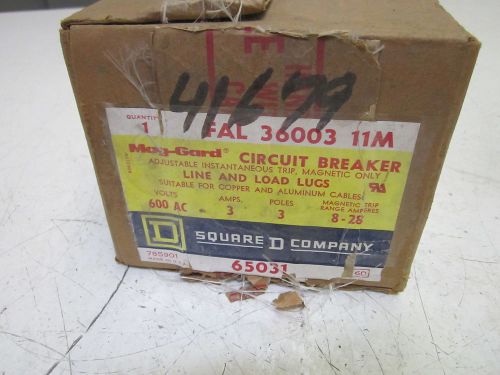 SQUARED FAL-36003-11M CIRCUIT BREAKER 3P 3A 600V  *NEW IN A BOX*