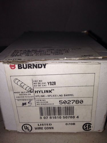 Lot of (5) YS28 BURNDY 4/0 BUTT SPLICE Free Shipping!!