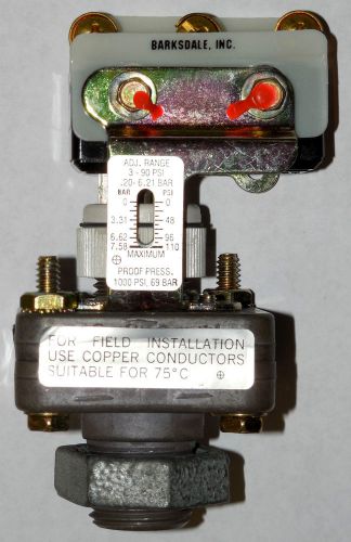 BARKSDALE E1S-GH90-E1 ECON-O-TROL PRESSURE SWITCH 3-90PSI 1 AMP 24 VDC 125 VAC