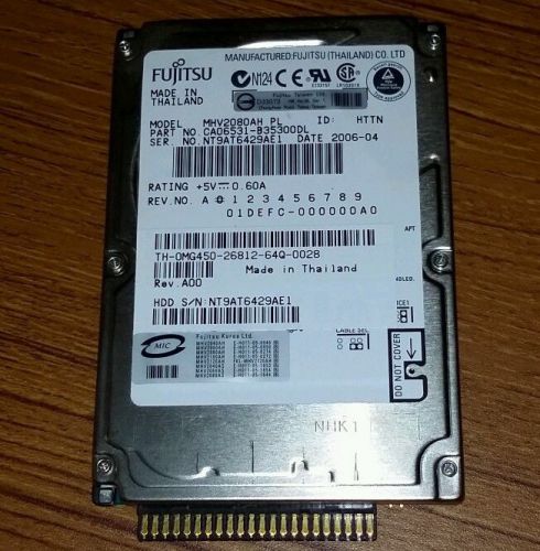 Fujitsu 80GB Hardrive Model: MHV2080AH PL