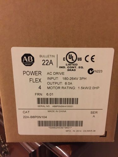 Brand NEW Unopened. 22A-B8P0N104 Allen Bradley Drive 2014 Powerflex 4