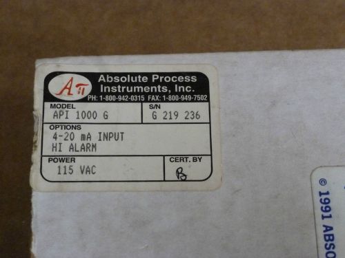 Absolute Process Instruments API 1000 G  4-20ma Input Hi Alarm NIB