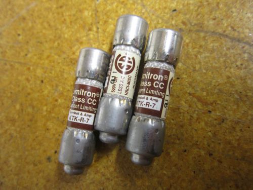 Limitron KTK-R-7 Fuse 7Amp 600V Class CC Current Limiting (Lot of 3)