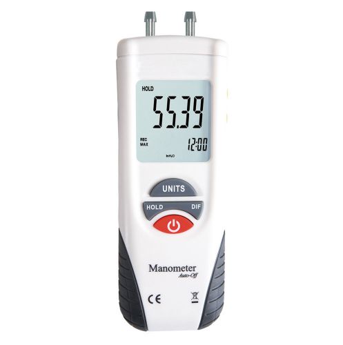 Manometer differential air pressure meter gauge large +9v battery leather bag for sale