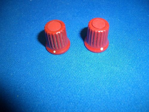 PAIR of Tektronix TEK knobs, red, 1/2&#034; diameter, 1/8&#034; shaft