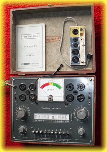 HEATHKIT TC-2 TUBE TESTER CHECKER WITH SOCKET ADAPTOR &amp; TUBE TEST DATA BOOK