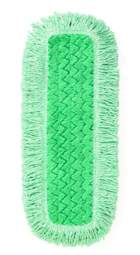 RUBBERMAID COMMERCIAL HYGEN Q418 MICROFIBER 18&#034; DUST MOP HEAD WITH FRINGE GREEN