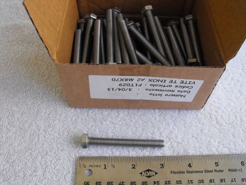 60 M8 X 70 stainless screws bolts full thread hex head NIB