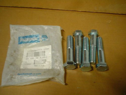 1 lot 5 fastenal hex head cap screw 3/4-10x3 1/2&#034; plated g5 new 60 day warranty