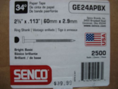 Senco ge24apbx 2500 ct 2-3/8&#034; x .113 bright basic ring shank clipped head nails for sale