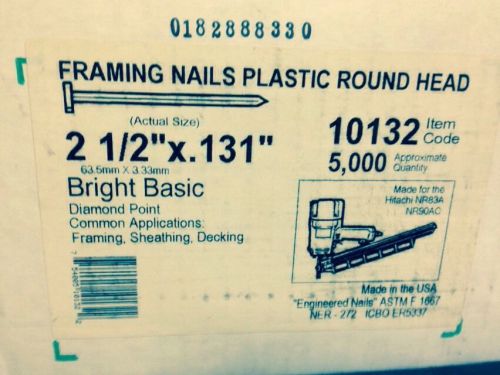 HITACHI 10132 Framing Nail, Collated, 0.131&#034;x2 1/2&#034;, Pack 5000