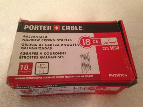 NIB PORTER CABLE GALVANIZED NARROW CROWN STAPLES 18 GA. 1&#034;  X 1/4&#034; 5000 QTY.