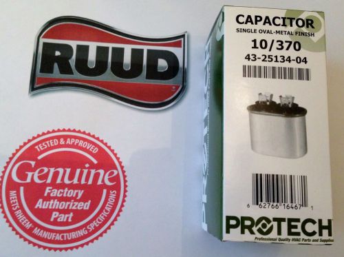 Oem rheem ruud protech oval run capacitor 10 uf 370 vac 43-19182-12 43-100497-12 for sale