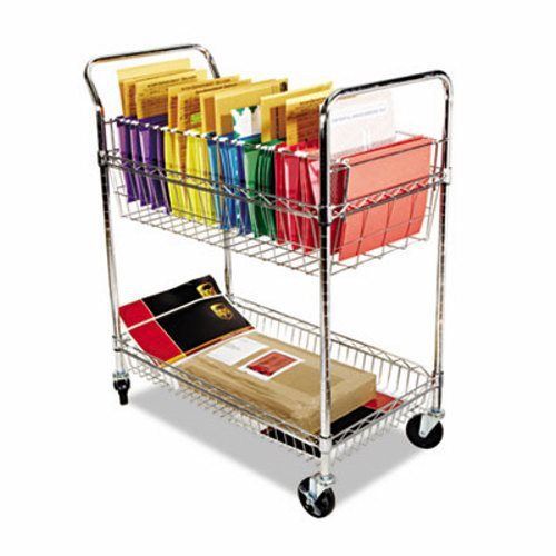 Alera wire mail cart, 2-shelf, chrome (alemc343722cr) for sale