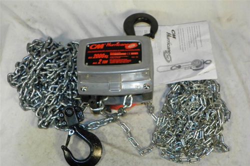 CM Hurricane 360 Hand Chain Hoist 2 Ton Lift 20 ft  5631A Hook Mount Fast Ship