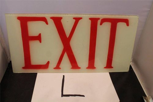 Vintage industrial mid century glass exit sign reverse painted white red nice #9 for sale