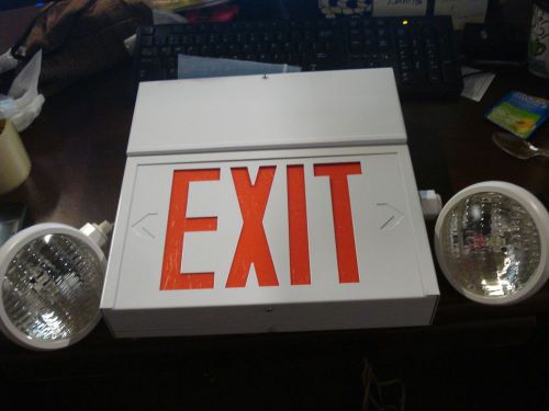 Exit sign led steel white w/ red panel 5 w 120/277 v epx-1/2c-2-wwr damage |kr2| for sale