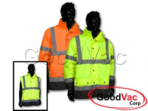 Commander csjk-304 premium high visibility waterproof safety parka vest ansi 3 for sale