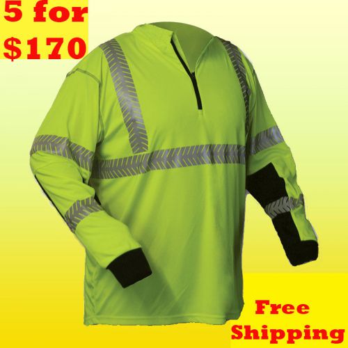 HI-Vis Safety Shirt,Meets ANSI/ISEA107-2010 Class 3,Long Sleves, Front Zipper