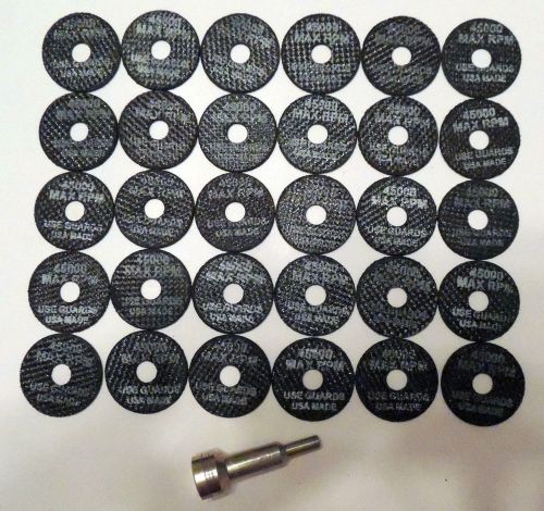 30 pc bulk lot weiler 1-1/2&#034; cut-off wheels &amp; mandrel metal 36532 1-1/2x1/16x3/8 for sale