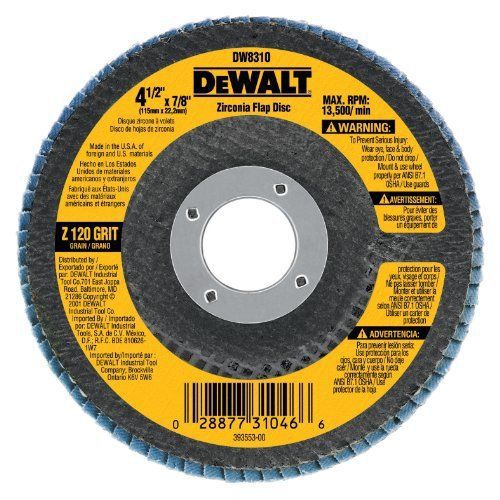 4 1/2&#034; X 7/8&#034; 120 Grit Zirconia Grinder Flap Disc Dw8310