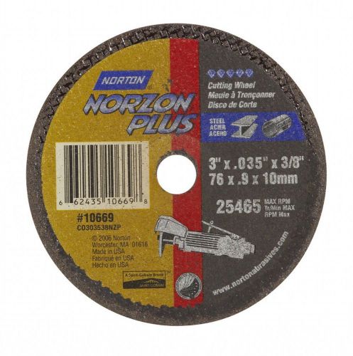 Norton Norzon Plus Type 01 Reinforced Abrasive Cut-off Wheel 3&#034;x.035&#034;x3/8&#034; 10669