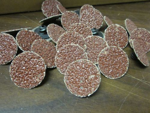 25pc 1&#034; 24 GRIT ROLOC COOKIE DISCS ALUMINUM OXIDE SANDING DISC ROLL LOCK TYPE R