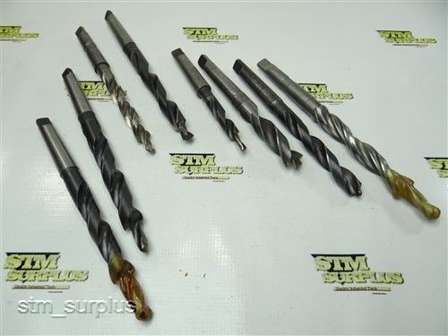 NICE LOT OF 8 HSS MORSE TAPER SHANK TWIST DRILLS 17/32&#034; TO 3/4&#034; W/ 2MT NATIONAL