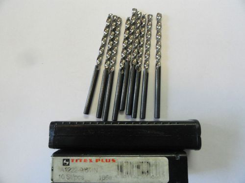 9/64&#034; Titex Plus Jobbers Length HSS Drill Bits, A1222 9/64