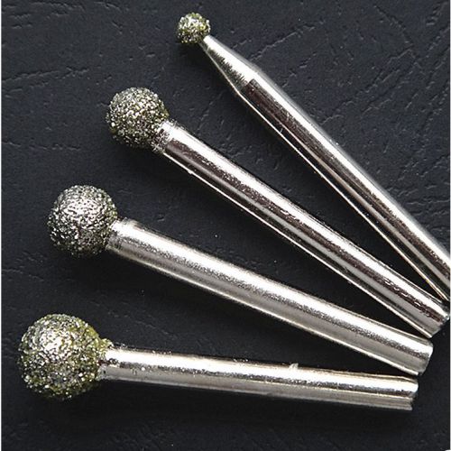 4 pcs Diamond coated Mixed Round ball style Shaft size 6mm Jewelry Bits Tools