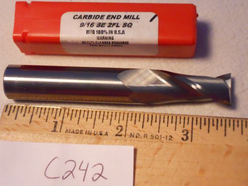 1 new 9/16&#034; diameter carbide end mills. 2 flute. 9/16&#034; shank. made in usa [c242] for sale