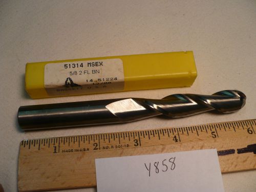 1 NEW BASSETT 5/8&#034; DIAMETER CARBIDE END MILL. 2 FLUTE. BALL. USA. LONG (Y858)