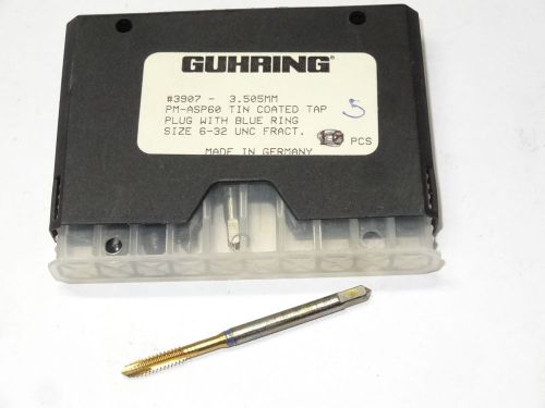 5 new GUHRING 3907-3.505mm #6-32 UNC 3FL 2B TiN Coated Spiral Point Plug Taps