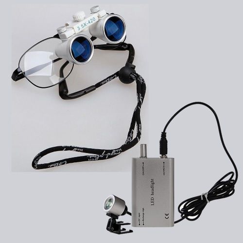 Dental 3.5x 420mm surgical medical binocular loupes and led head light lamp ca for sale