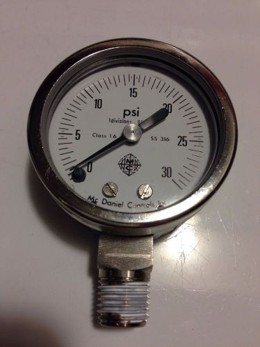 McDaniel Controls 316 2&#034; Stainless Steel Gauge 0-30 Psi Gauge 0-30psi 1/4NPTM