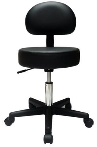 Physician&#039;s Pneumatic Stool w/ Back-Black