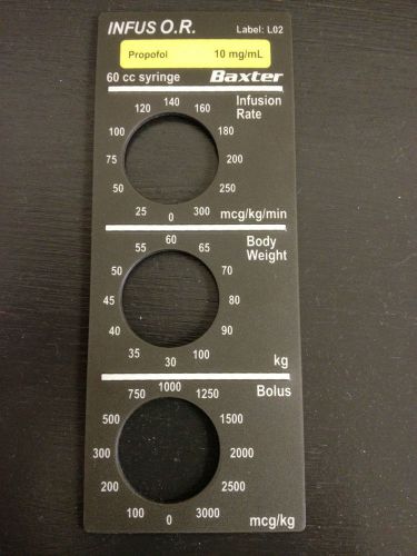 Baxter Infus OR syringe Pump Propofol Label