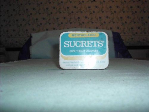 Vintage Small Metal Tin Box Mentholated Sucrets Soar Throat Lozenges