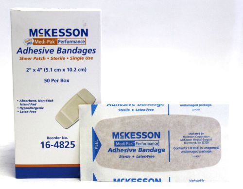 4 PACKS MCKESSON ADHESIVE BANDAGES 2&#034;x4&#034; 5.1 cm x 10.2 cm 16-4825 50pcs PER PACK