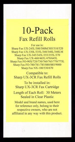 10-pack of UX-3CR Fax Film Refill Rolls for Sharp UX-460 UX-465L UX-470 UX-645L